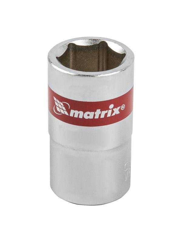 Головка торцевая, 15 мм, шестигранная, CrV, под квадрат 1/2, хромированная Matrix