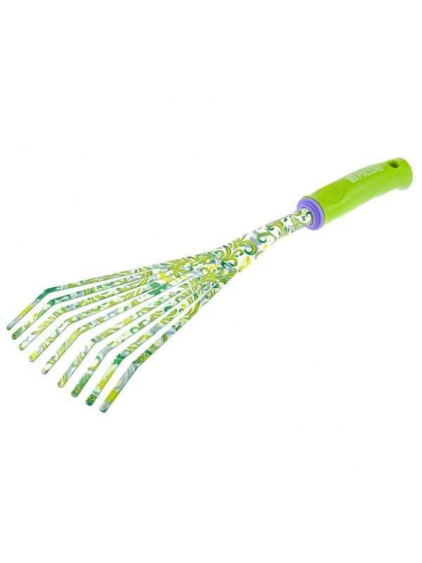 Грабли веерные 9 - зубые, 130 х 415 мм, стальные, пластиковая рукоятка, Flower Green, Palisad