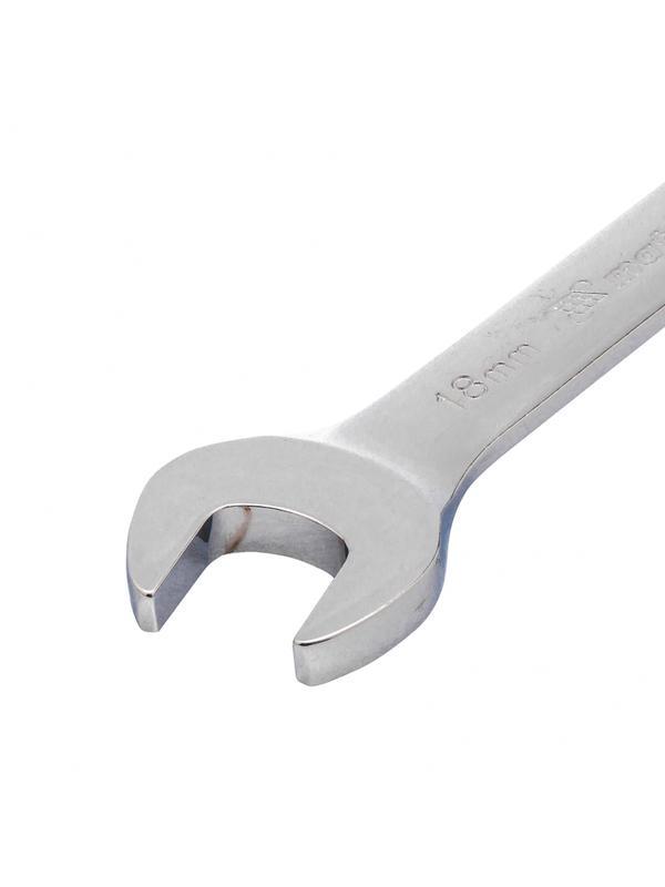 Ключ комбинированный трещоточный, 18 мм, CrV, шарнирный, зеркальный хром Matrix
