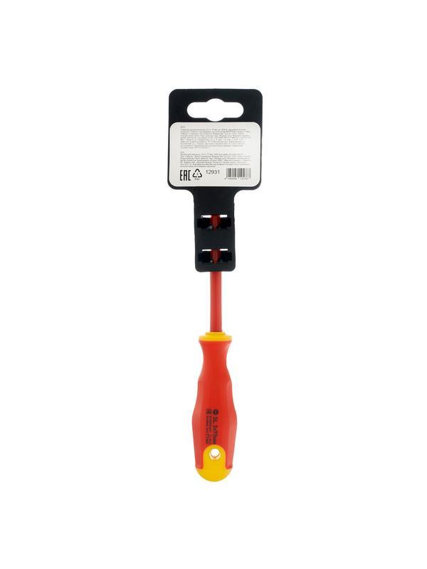 Отвертка диэлектрическая SL3 х 75 мм, CrV, до 1000 В, двухкомпонентная рукоятка Сибртех