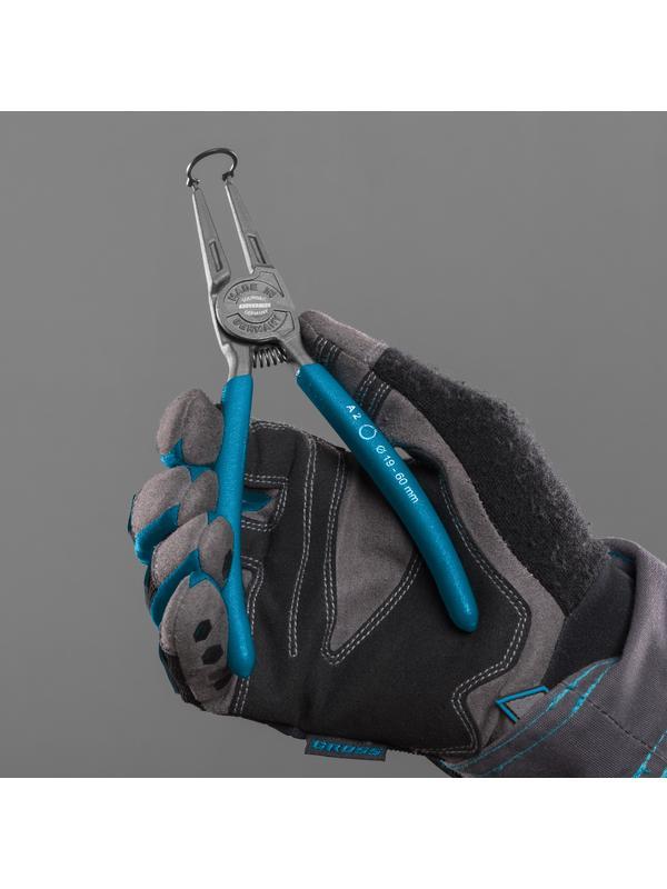 Съемник, 175 мм, для внешних стопорных колец (19-60 мм), прямые губки (разжим) Gross