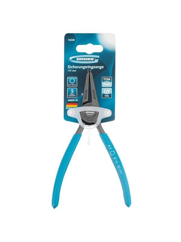 Съемник, 175 мм, для внешних стопорных колец (19-60 мм), прямые губки (разжим) Gross