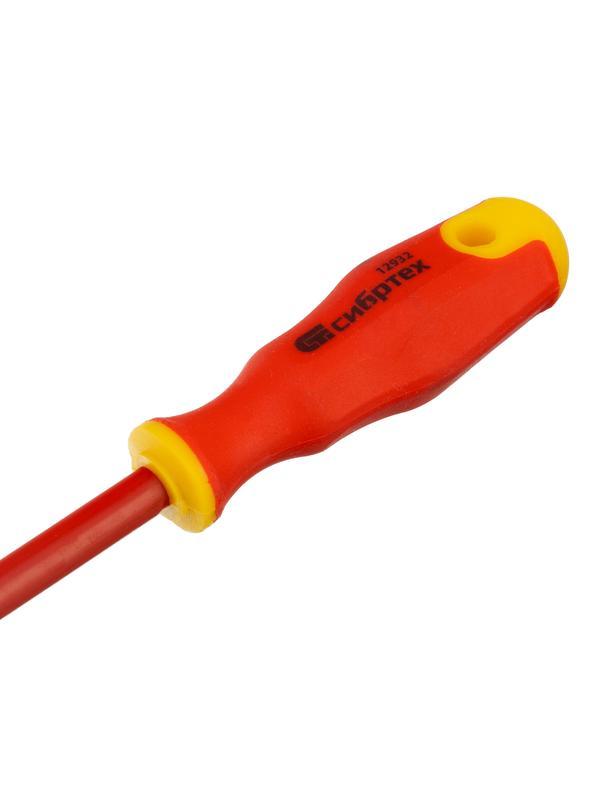 Отвертка диэлектрическая SL4 х 100 мм, CrV, до 1000 В, двухкомпонентная рукоятка Сибртех