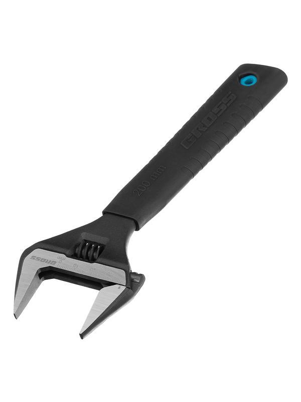 Ключ разводной, 200 мм, CrV, тонкие губки, защитные насадки Gross