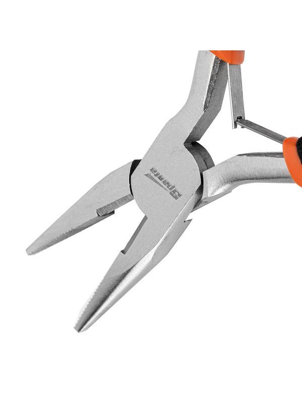 Длинногубцы прямые Mini, 130 мм, никелированные, авторазжим Sparta