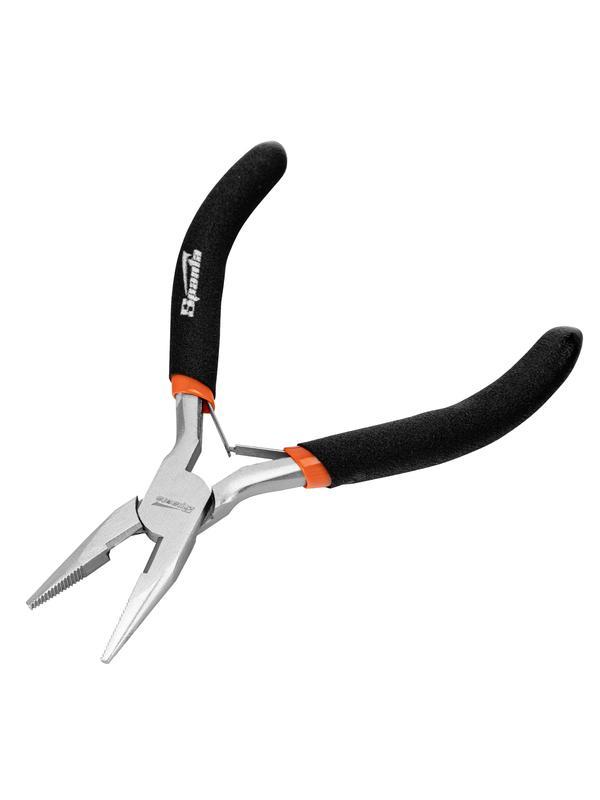 Длинногубцы прямые Mini, 130 мм, никелированные, авторазжим Sparta