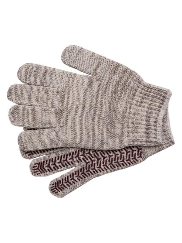 Перчатки трикотажные усиленные, гелевое ПВХ-покрытие, 7 класс, бело-серый меланж Россия Сибртех