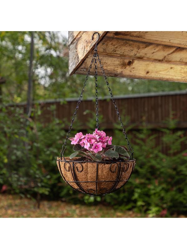 Подвесное кашпо с декором, 25 см, с кокосовой корзиной Palisad