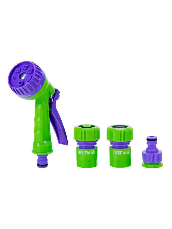 Набор для подключения шланга 3/4, пистолет 7 режимов полива, адаптер, 2 соединителя Palisad