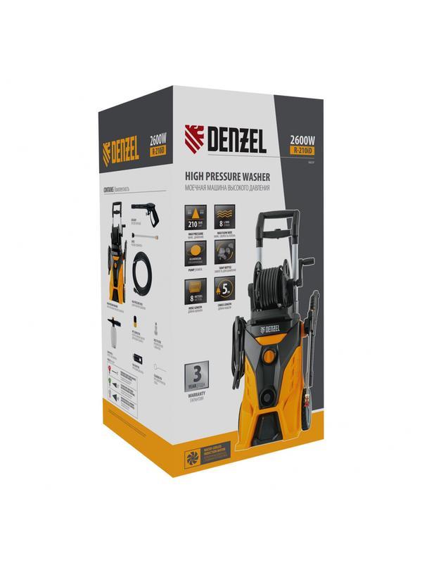 Моечная машина высокого давления R-210iD, 2600 Вт, 210 бар, 8.0 л/мин, асинхронный двигатель, барабан Denzel