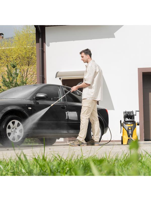 Моечная машина высокого давления R-210iD, 2600 Вт, 210 бар, 8.0 л/мин, асинхронный двигатель, барабан Denzel