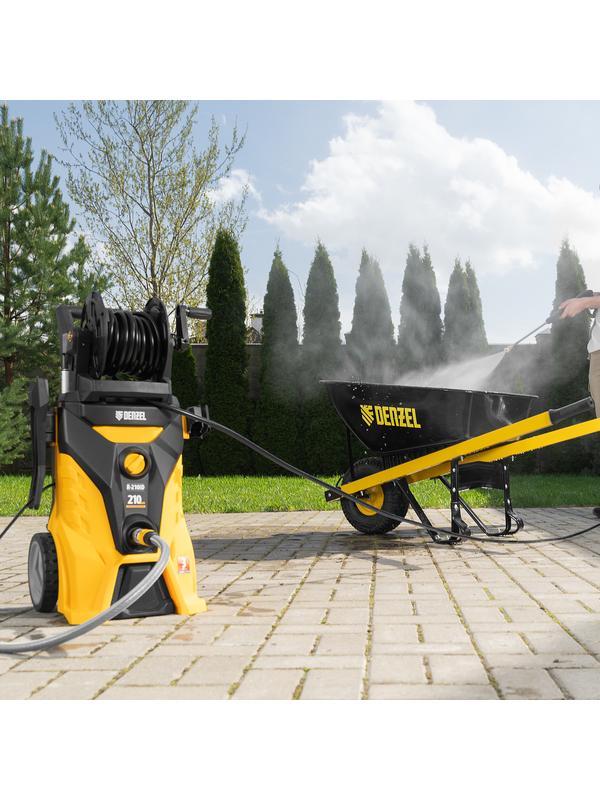 Моечная машина высокого давления R-210iD, 2600 Вт, 210 бар, 8.0 л/мин, асинхронный двигатель, барабан Denzel