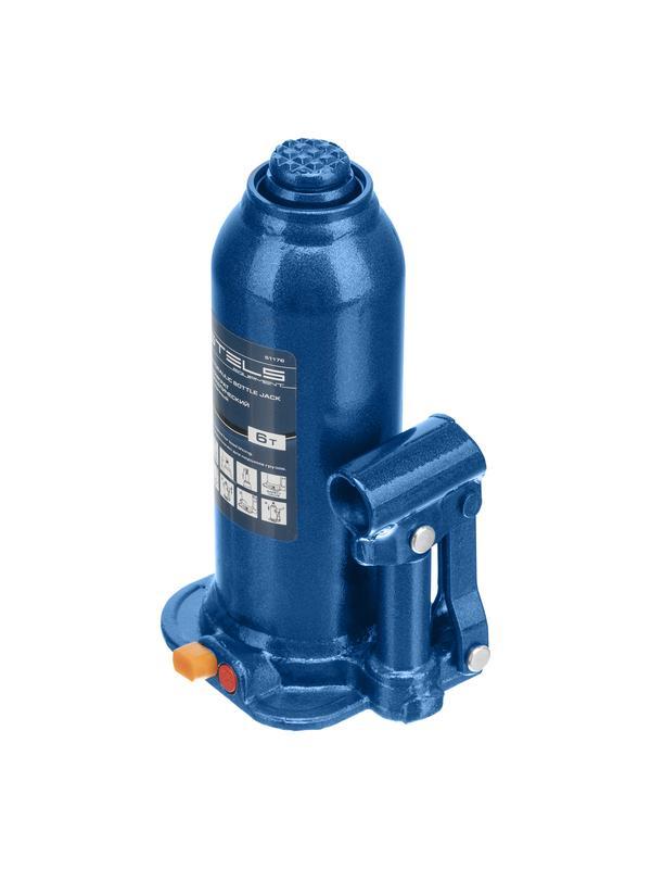 Домкрат гидравлический бутылочный, 6 т, h подъема 207-404 мм, в пластиковом кейсе Stels