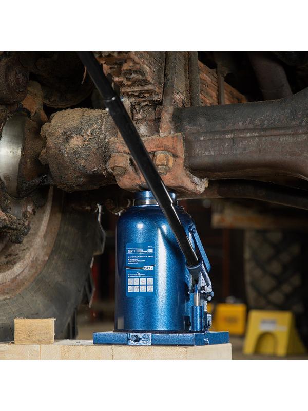 Домкрат гидравлический бутылочный, 50 т, h подъема 280-450 мм Stels