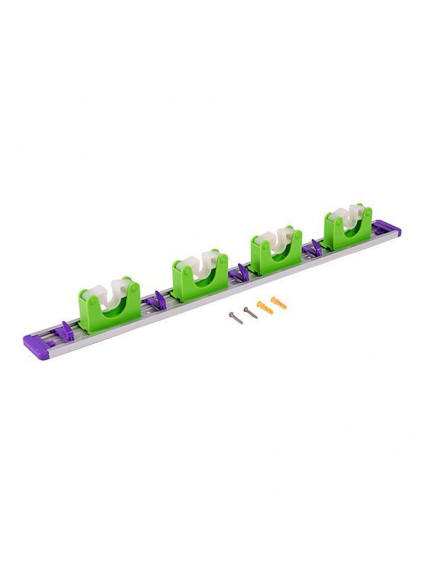 Алюминиевый настенный держатель для садово - огородного инструмента, 4 ячейки, 4 крюка, Palisad