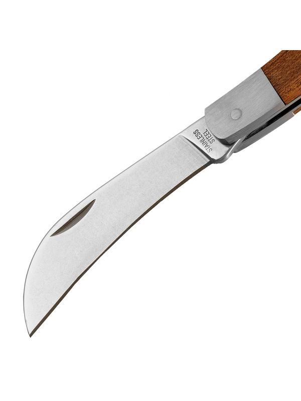 Нож садовый складной, изогнутое лезвие, 170 мм, деревянная рукоятка, Palisad