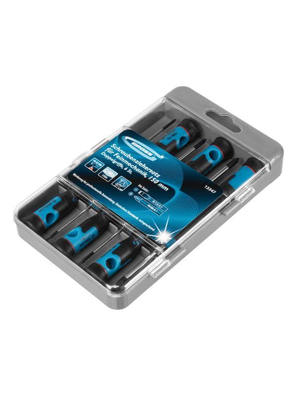 Набор отверток для точной механики, CrMo, двухкомпонентные рукоятки, 6 шт, пластиковый бокс Gross