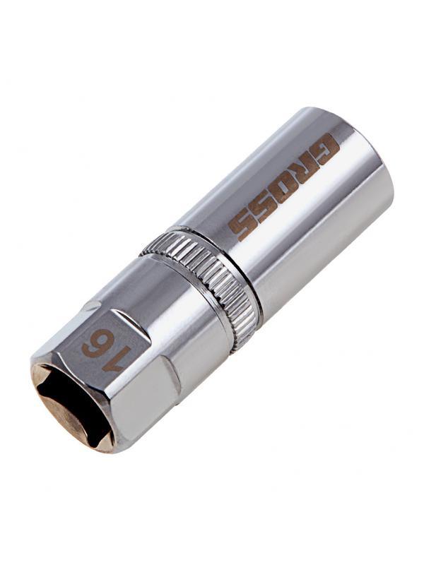 Головка торцевая свечная, магнитная, двенадцатигранная, 16 мм, под квадрат 1/2 Gross