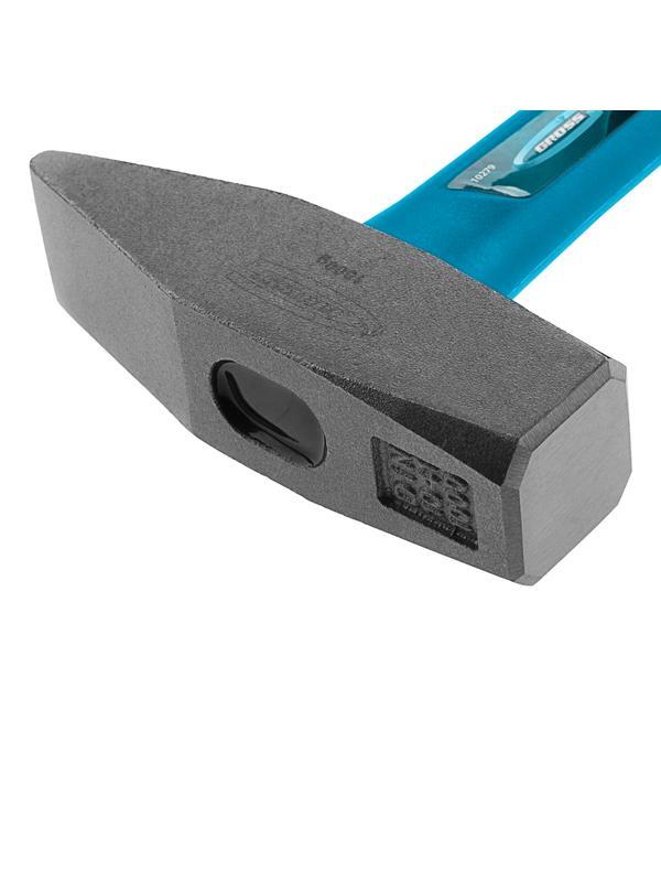 Молоток слесарный, 1000 г, квадратный боек, фибергласовая обрезиненная рукоятка Gross