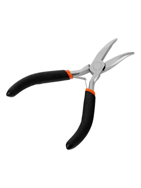 Длинногубцы изогнутые Mini, 130 мм, никелированные, авторазжим Sparta