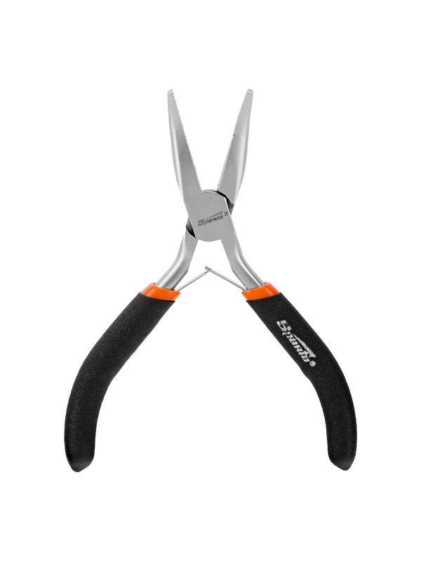 Длинногубцы изогнутые Mini, 130 мм, никелированные, авторазжим Sparta