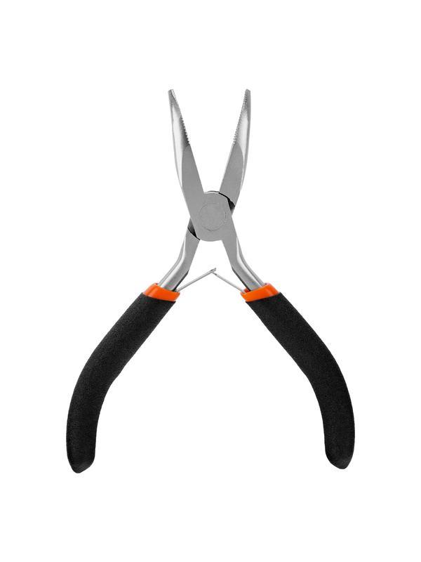 Длинногубцы изогнутые Mini, 130 мм, никелированные, авторазжим Sparta