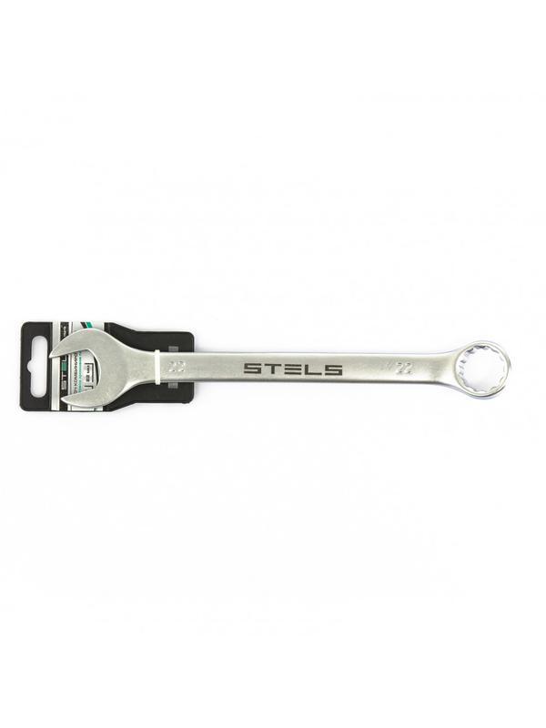 Ключ комбинированный, 22 мм, CrV, матовый хром Stels