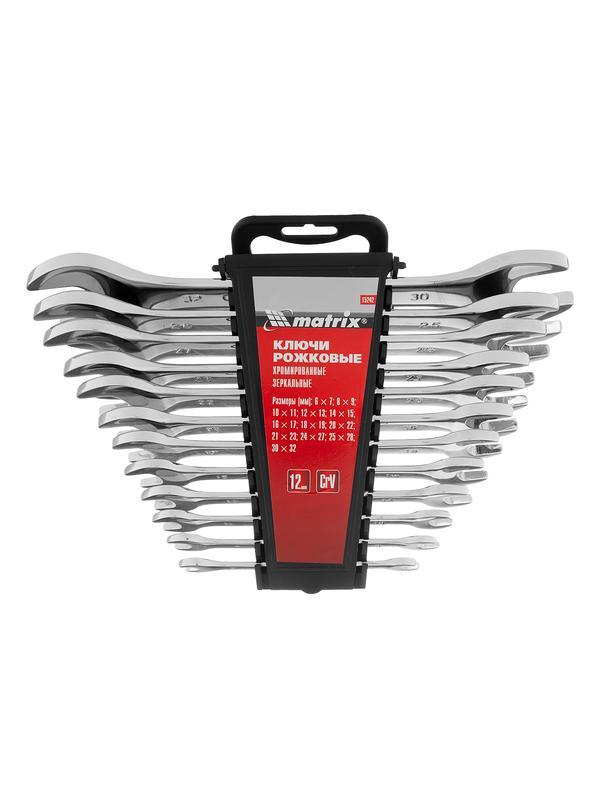 Набор ключей рожковых 12 шт, (6-32мм), CrV, Elliptical, зеркальное хромирование Matrix