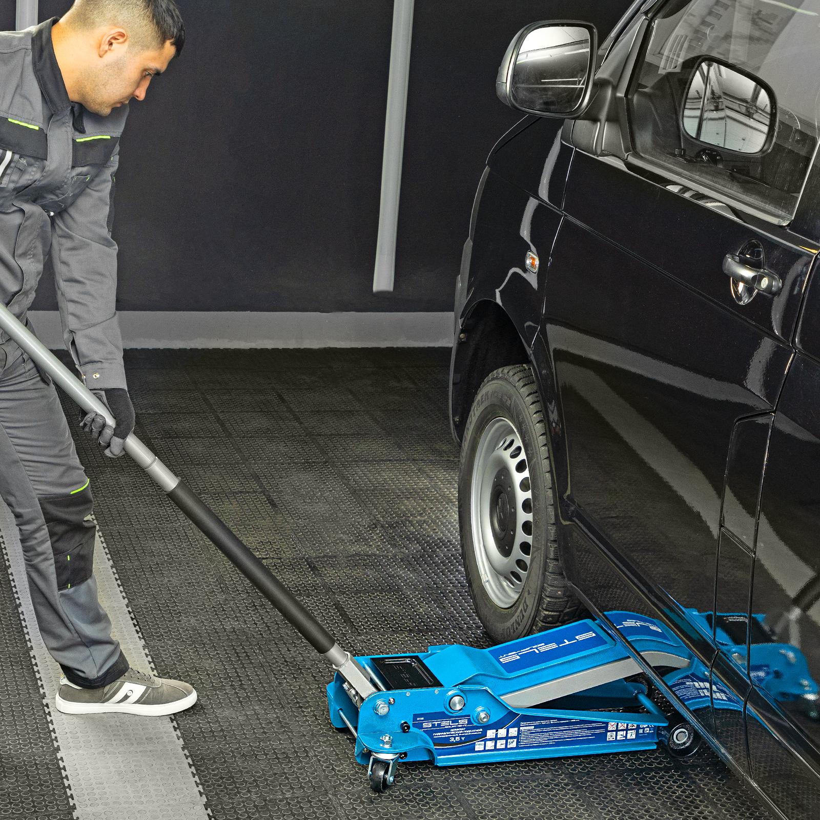 Домкрат гидравлический подкатной, быстрый подъем, 3.5т, Low Profile Quick, 100-565 мм, профессиональный Stels