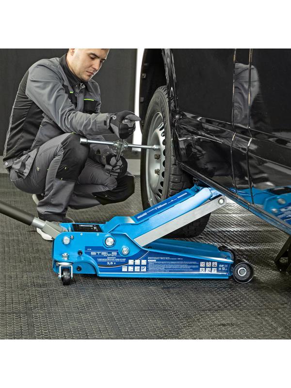 Домкрат гидравлический подкатной, быстрый подъем, 3.5т, Low Profile Quick, 100-565 мм, профессиональный Stels