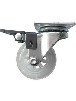 Колесо ПУ прозрачное поворотное с тормозом d-50 мм, крепление платформенное Сибртех