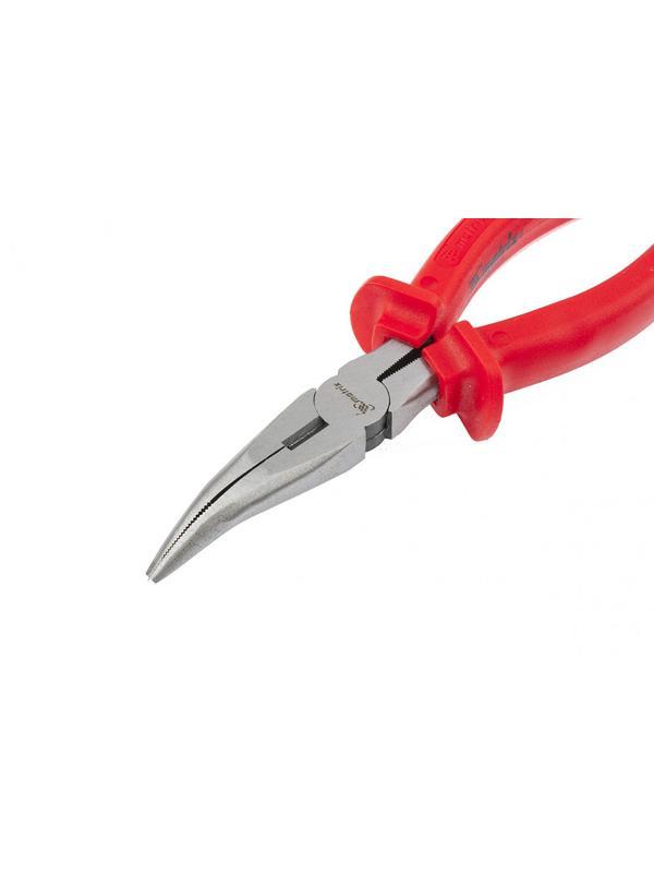 Длинногубцы изогнутые Econom, 160 мм, шлифованные, пластмассовые рукоятки Matrix