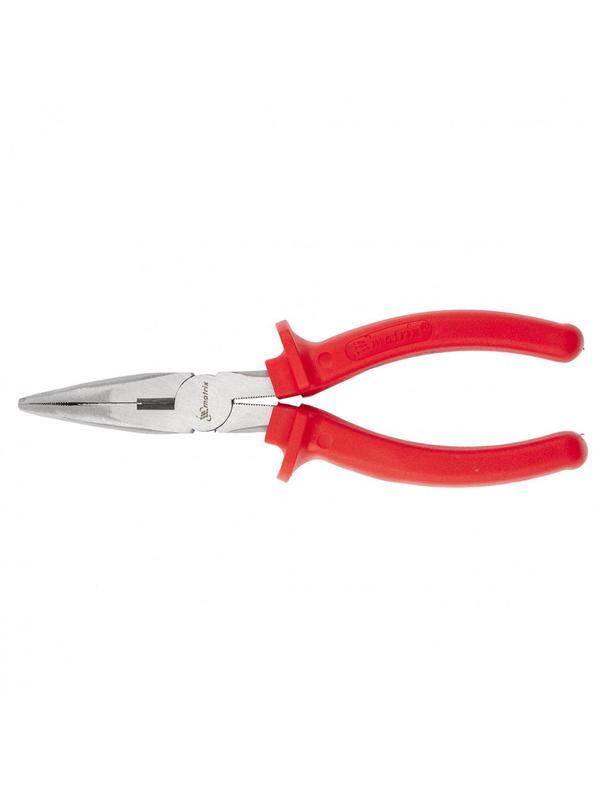 Длинногубцы изогнутые Econom, 160 мм, шлифованные, пластмассовые рукоятки Matrix