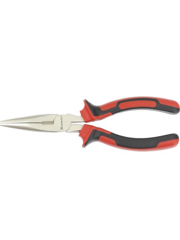 Длинногубцы прямые Nickel, 180 мм, никелированные, двухкомпонентные рукоятки Matrix