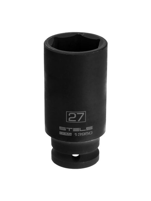 Головка ударная удлиненная шестигранная, 27 мм, 1/2, CrMo Stels