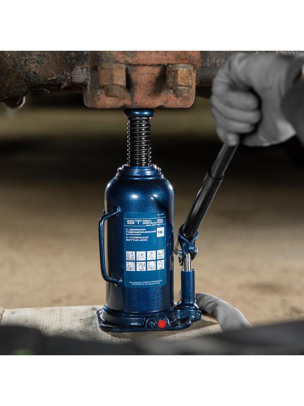 Домкрат гидравлический бутылочный, 16 т, h подъема 227-457 мм Stels