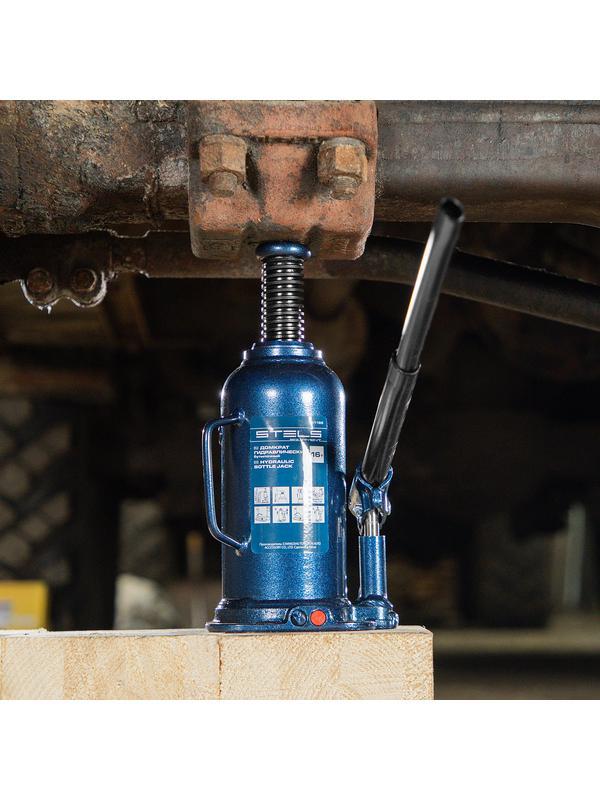 Домкрат гидравлический бутылочный, 16 т, h подъема 227-457 мм Stels