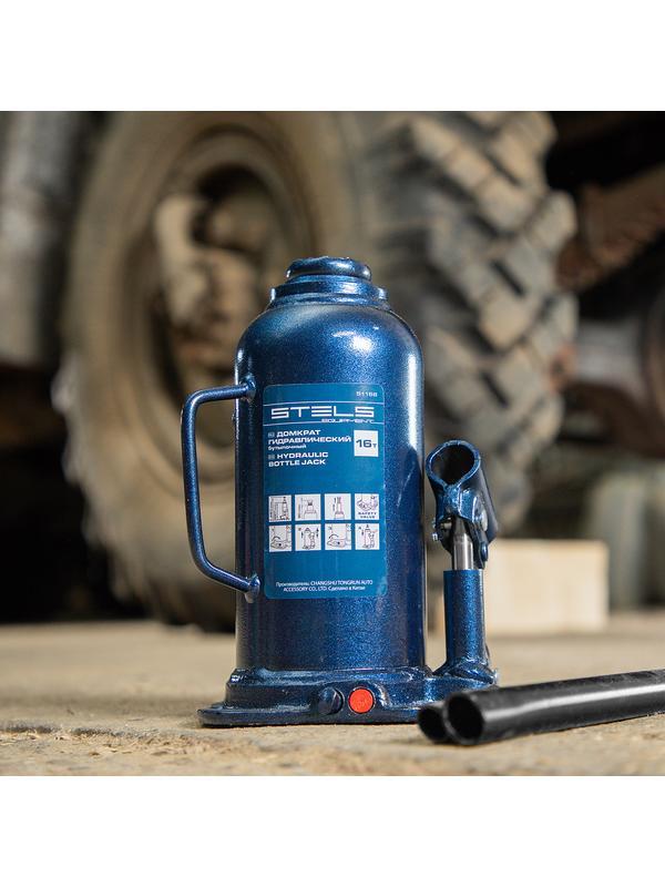Домкрат гидравлический бутылочный, 16 т, h подъема 227-457 мм Stels