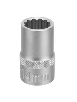 Головка торцевая, 14 мм, двенадцатигранная, CrV, под квадрат 1/2, хромированная Stels