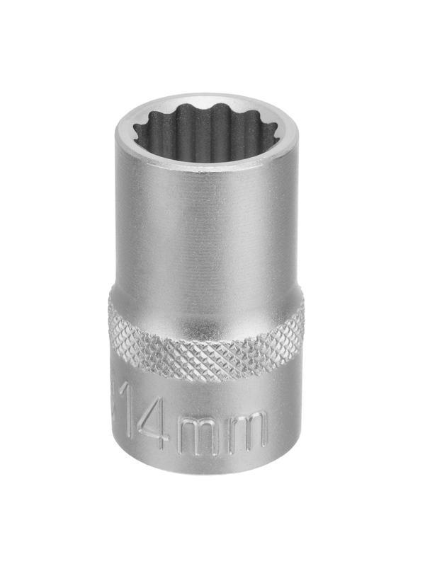 Головка торцевая, 14 мм, двенадцатигранная, CrV, под квадрат 1/2, хромированная Stels