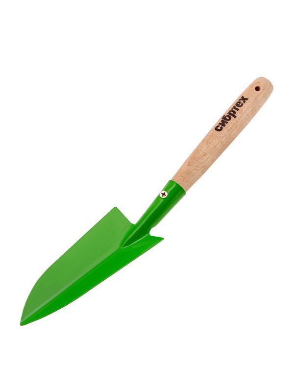 Совок посадочный узкий, 65 х 345 мм, стальной, деревянная рукоятка, Агроном, Россия, Сибртех