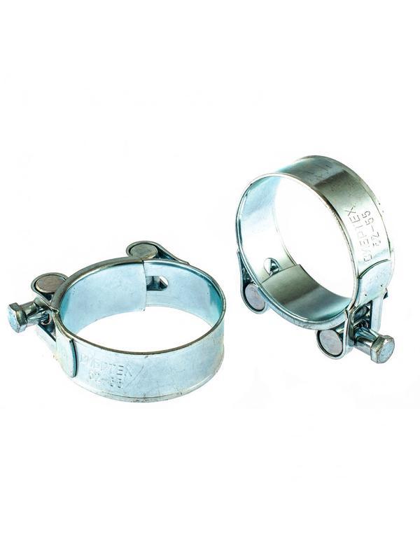 Хомуты металлические, силовые 52-55 мм, ширина 22 мм, шарнирный, W1, 2 шт Сибртех