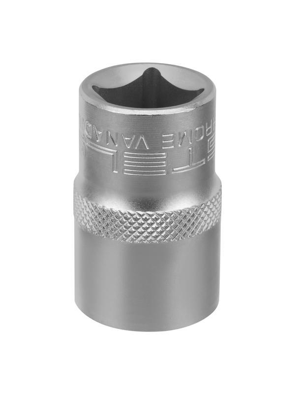 Головка торцевая, 17 мм, двенадцатигранная, CrV, под квадрат 1/2, хромированная Stels