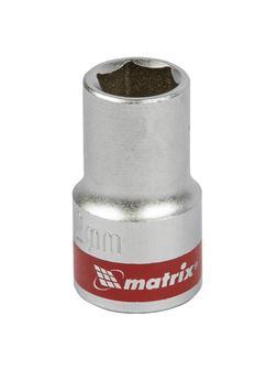 Головка торцевая, 12 мм, шестигранная, CrV, под квадрат 1/2, хромированная Matrix