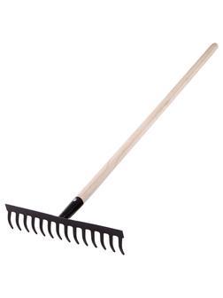 Грабли стальные, 360х1300 мм, 14 прямых зубьев, деревянный черенок, Россия, Сибртех