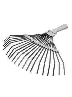 Грабли веерные стальные, 385 мм, 20 плоских зубьев, оксидированные, без черенка, Россия, Сибртех