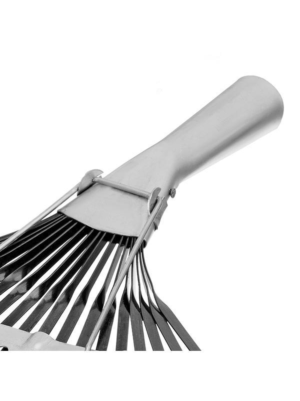 Грабли веерные стальные, 385 мм, 20 плоских зубьев, оксидированные, без черенка, Россия, Сибртех