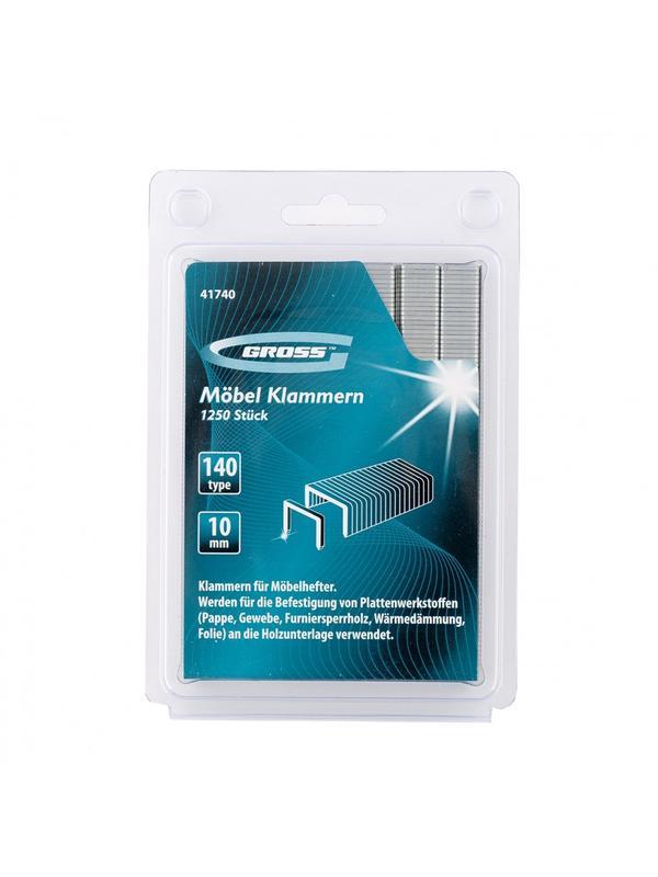 Скобы, 10 мм, для мебельного степлера, усиленные, тип 140,1250 шт Gross