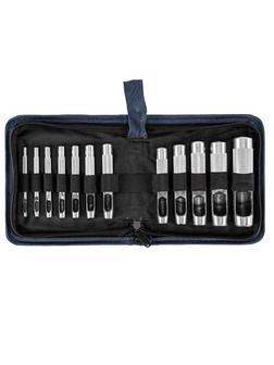Набор пробойников для кожи 3 4 5 6 7 8 9 10 12 14 16 19 мм, 12 шт, чехол Сибртех