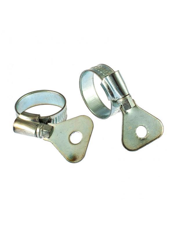 Хомуты металлические, червячные 16-25 мм, ширина 10 мм, W1, с металлическим ключом, 2 шт Сибртех